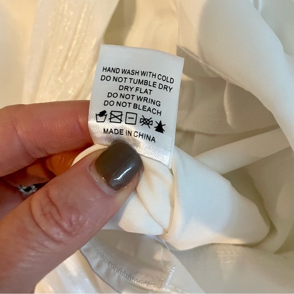 Lena Tuxedo Satin Jumpsuit White Fully Lined Style# R1246 - Picture 14 of 16